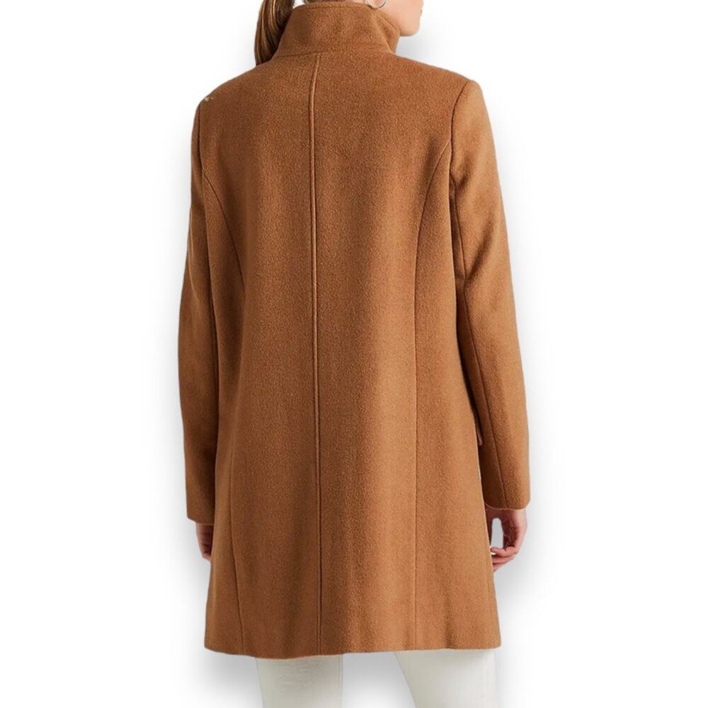 Lauren Ralph Lauren Tab Front Wool Blend Coat New Vicuna Brown Women's 8 Soft - Picture 2 of 14